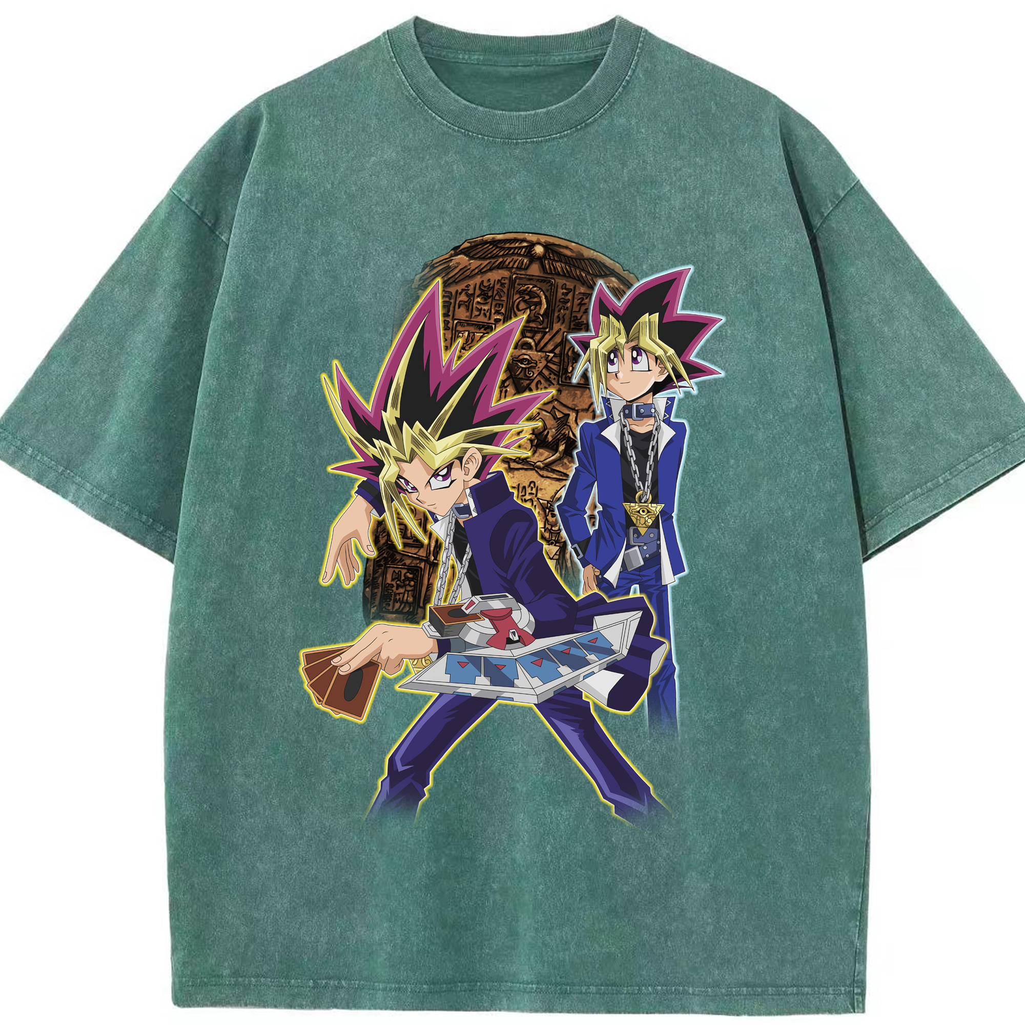（画像用） 遊☆戯☆王 Yu-Gi-Oh! 綿100% ヴィンテージ風 半袖Tシャツ（フロントプリント）